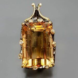 Pendant 40CT Natural Citrine with Topaz accents 925 - Handcrafted piece